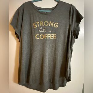 Apt. 9 Strong Like My Coffee Grey Short Sleeve Tee Shirt Women's Plus Size XXL